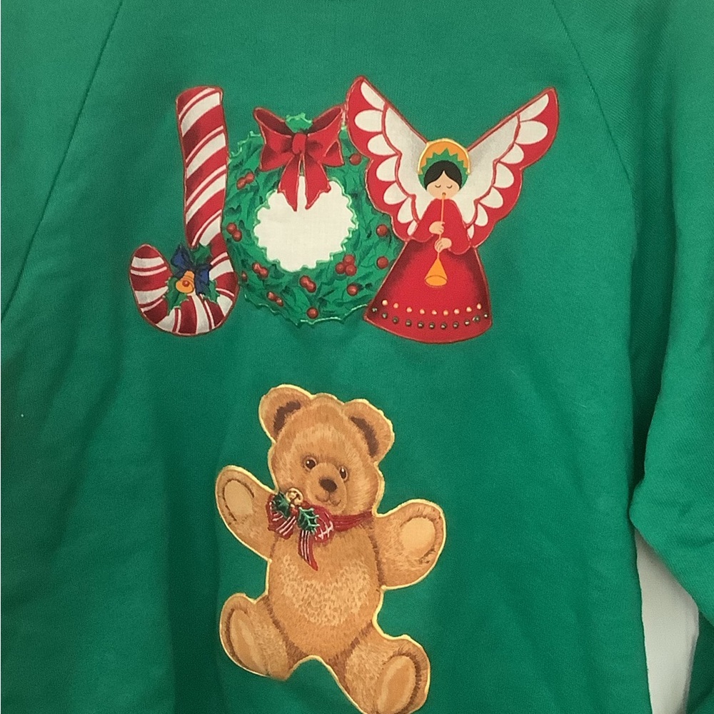 Vintage Handmade Medium Christmas Green Sweatshirt - Picture 2 of 7